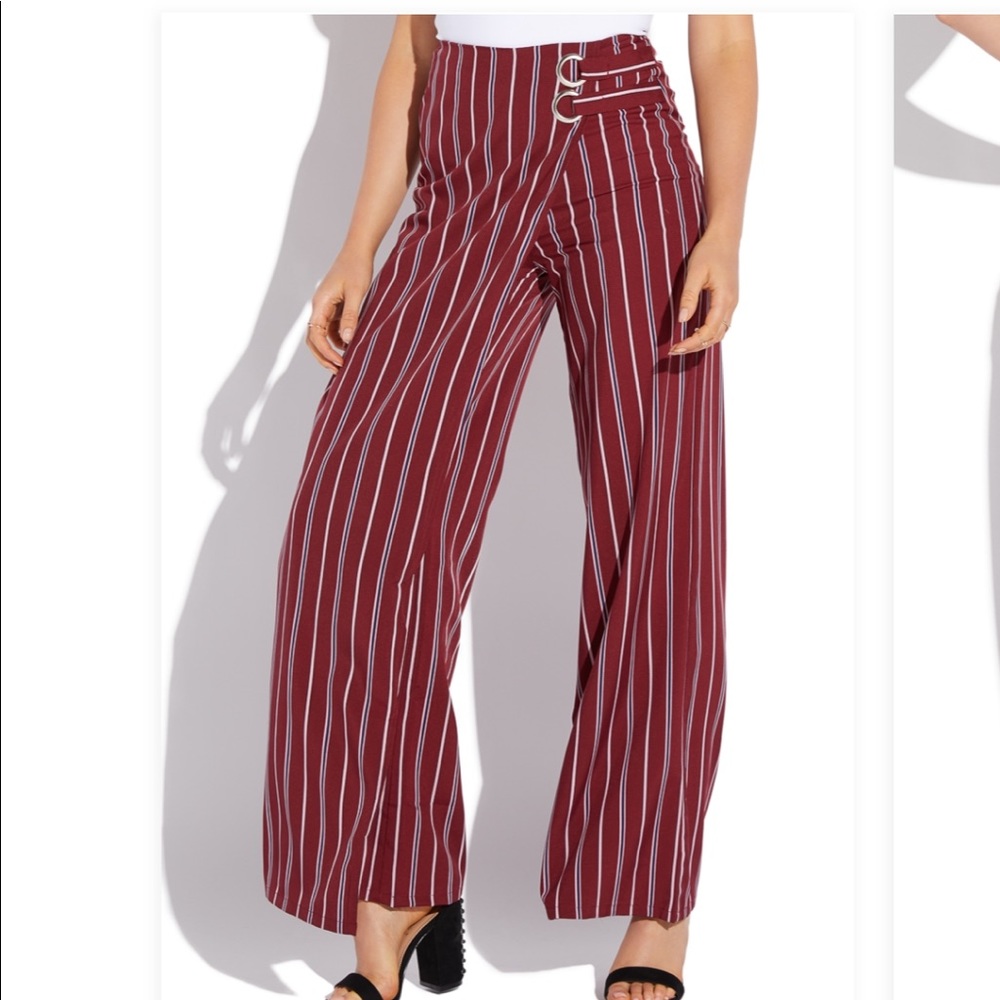 Striped wide leg pant